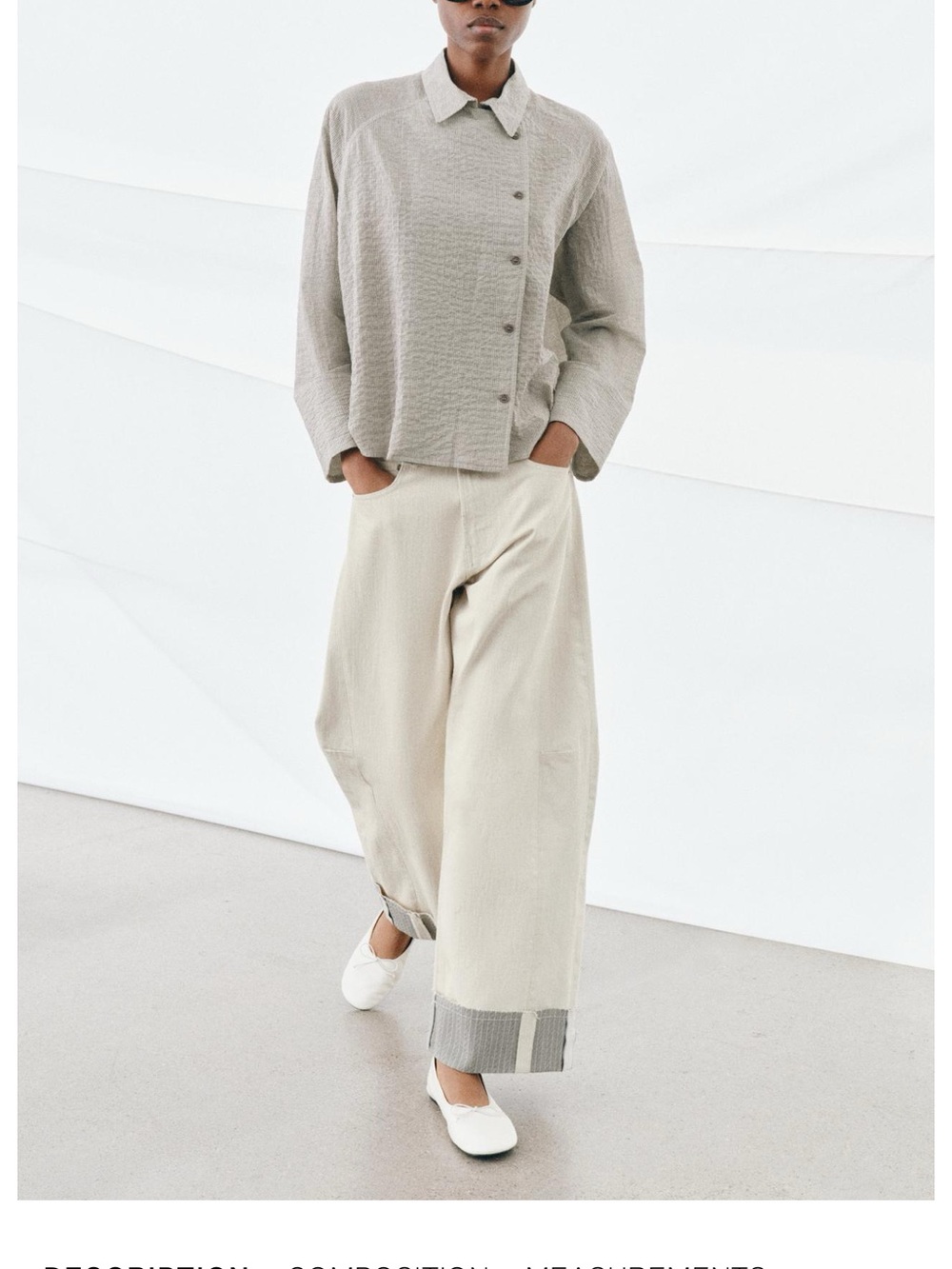 Zara Light Gray Relaxed Button-Up Blouse